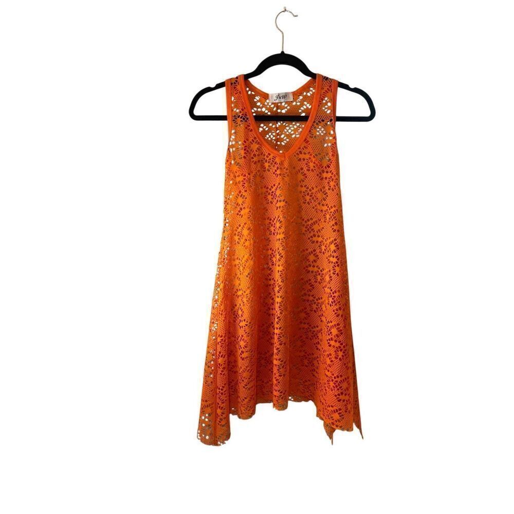 J & W women’s orange floral, crochet beach, cover-up, size small